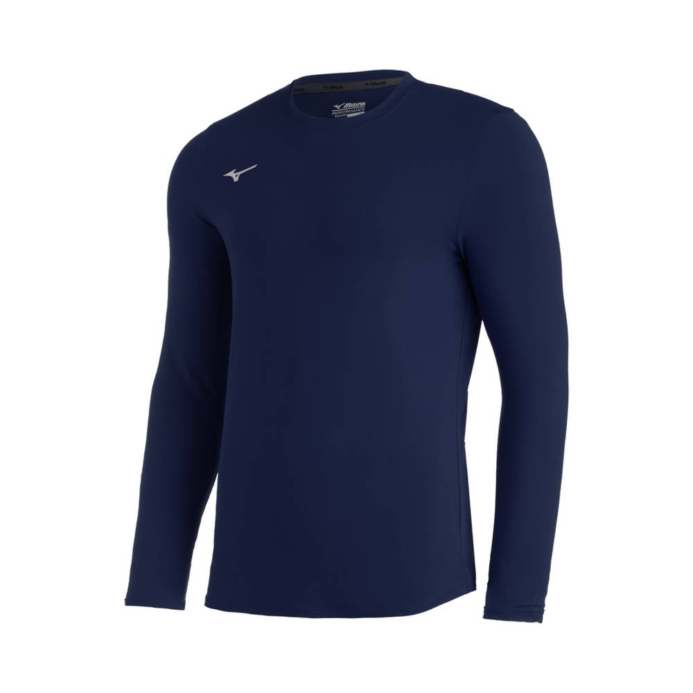 Panske Treningove Oblecenie Mizuno Comp Diamond Long Sleeve Crew Baseball Námornícka Modrá Vypredaj